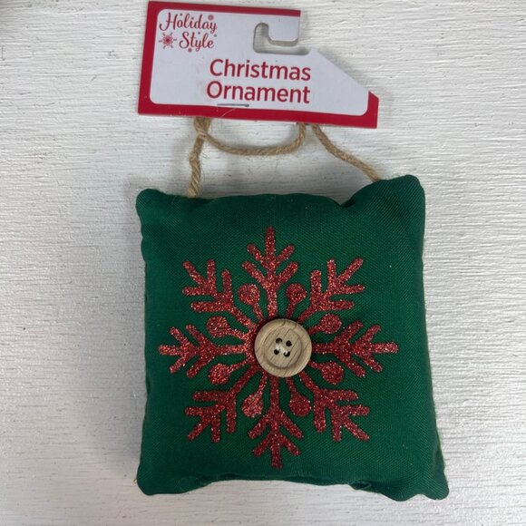 Holiday Style Set Of 7 Christmas Ornaments Knitted Fabric Designs - Picture 7 of 7